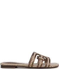 Sam Edelman Bay Raffia and Leather Double E Logo Slide Sandals