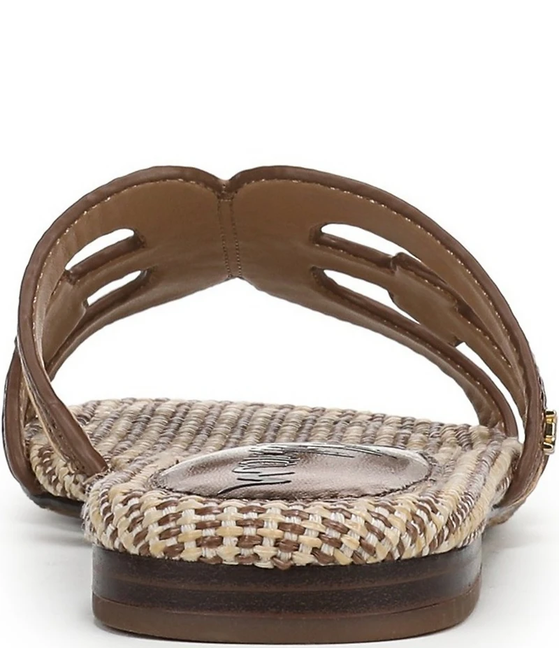 Sam Edelman Bay Raffia and Leather Double E Logo Slide Sandals