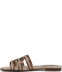 Sam Edelman Bay Raffia and Leather Double E Logo Slide Sandals