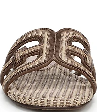 Sam Edelman Bay Raffia and Leather Double E Logo Slide Sandals