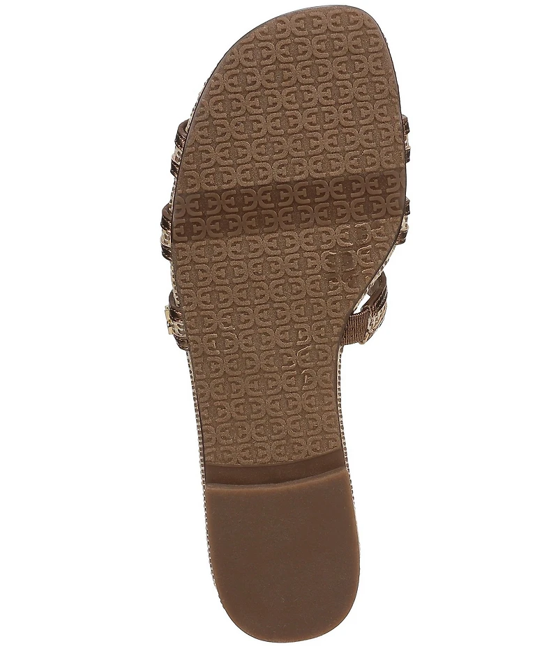 Sam Edelman Bay Raffia and Leather Double E Logo Slide Sandals