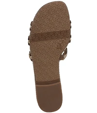 Sam Edelman Bay Raffia and Leather Double E Logo Slide Sandals