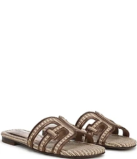 Sam Edelman Bay Raffia and Leather Double E Logo Slide Sandals