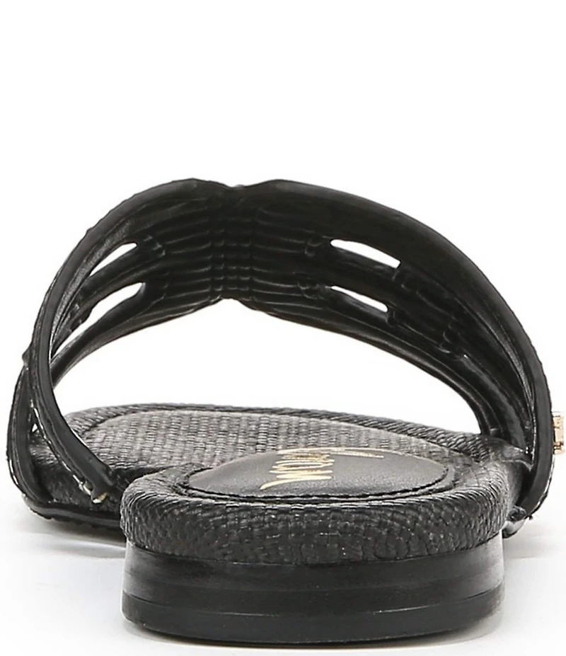 Sam Edelman Bay Raffia and Leather Double E Logo Slide Sandals