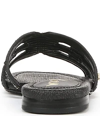 Sam Edelman Bay Raffia and Leather Double E Logo Slide Sandals