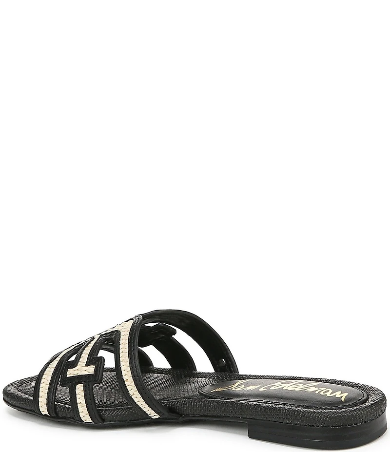 Sam Edelman Bay Raffia and Leather Double E Logo Slide Sandals