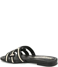 Sam Edelman Bay Raffia and Leather Double E Logo Slide Sandals