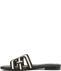 Sam Edelman Bay Raffia and Leather Double E Logo Slide Sandals