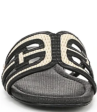 Sam Edelman Bay Raffia and Leather Double E Logo Slide Sandals