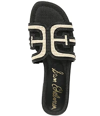 Sam Edelman Bay Raffia and Leather Double E Logo Slide Sandals