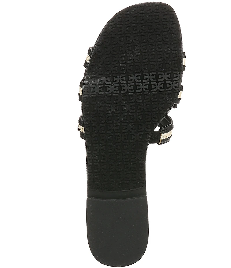 Sam Edelman Bay Raffia and Leather Double E Logo Slide Sandals
