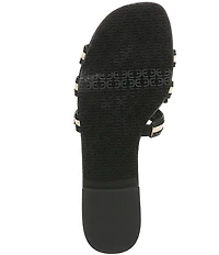 Sam Edelman Bay Raffia and Leather Double E Logo Slide Sandals