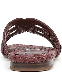 Sam Edelman Bay Raffia and Leather Double E Logo Slide Sandals