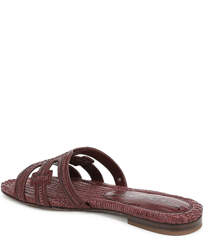 Sam Edelman Bay Raffia and Leather Double E Logo Slide Sandals