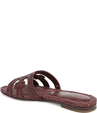 Sam Edelman Bay Raffia and Leather Double E Logo Slide Sandals