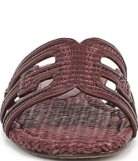Sam Edelman Bay Raffia and Leather Double E Logo Slide Sandals