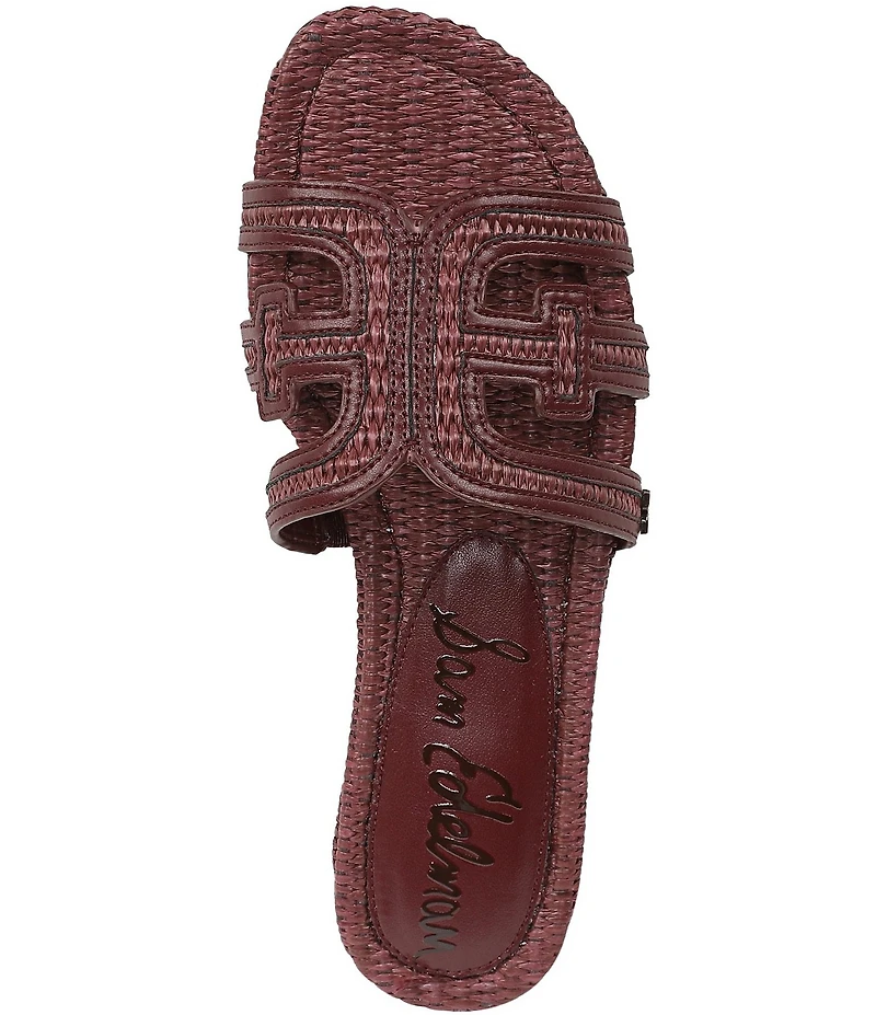 Sam Edelman Bay Raffia and Leather Double E Logo Slide Sandals