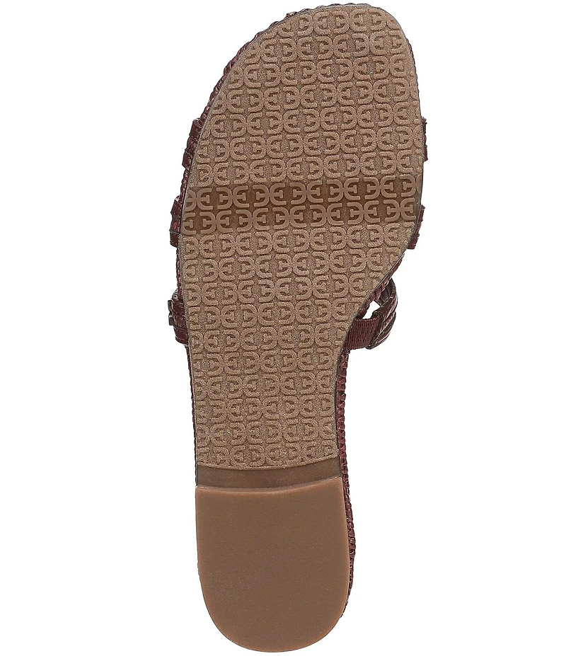 Sam Edelman Bay Raffia and Leather Double E Logo Slide Sandals