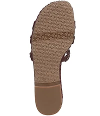 Sam Edelman Bay Raffia and Leather Double E Logo Slide Sandals