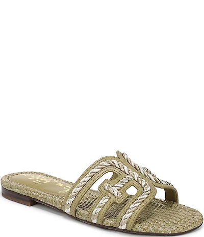 Sam Edelman Bay Raffia Rope Detailed Double E Logo Slide Sandals