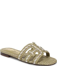 Sam Edelman Bay Raffia Rope Detailed Double E Logo Slide Sandals
