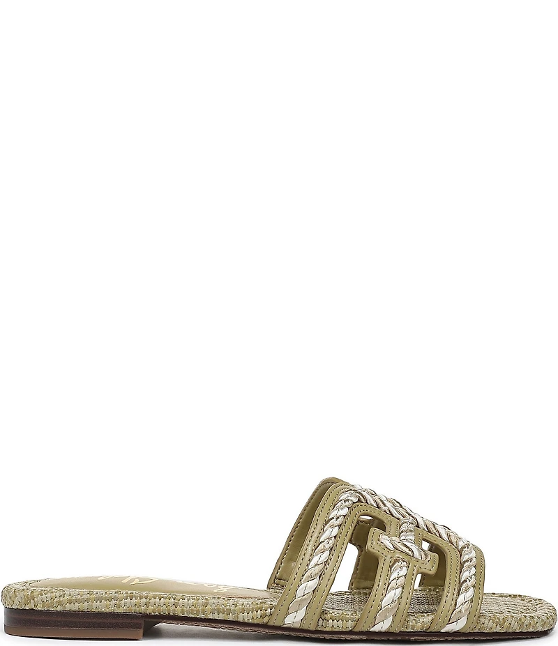 Sam Edelman Bay Raffia Rope Detailed Double E Logo Slide Sandals