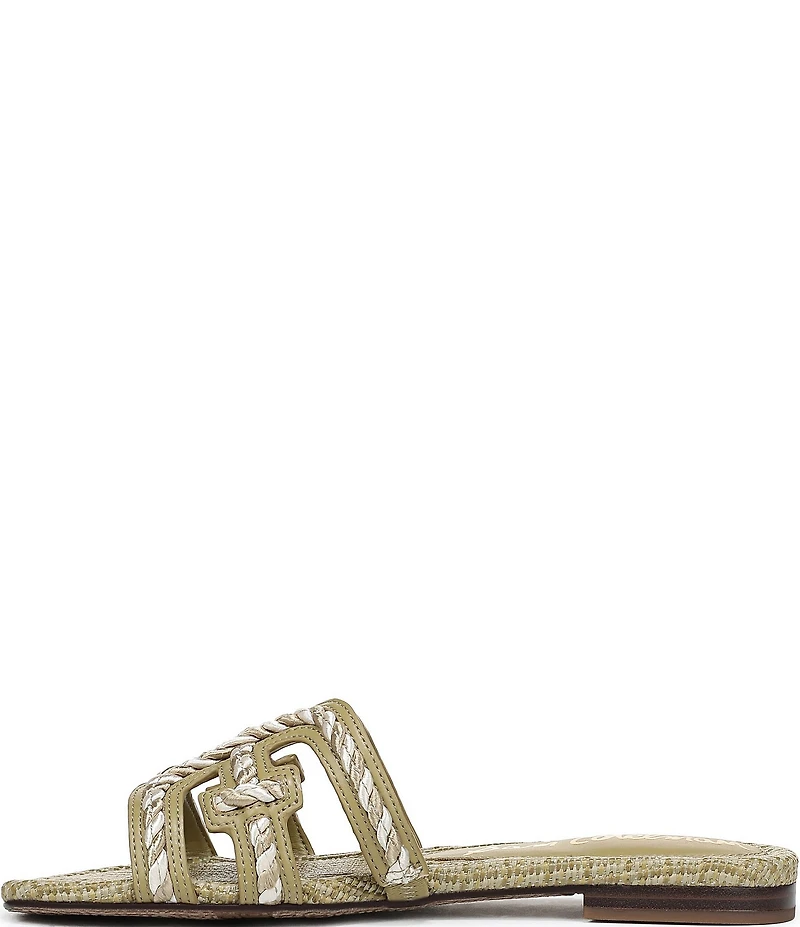 Sam Edelman Bay Raffia Rope Detailed Double E Logo Slide Sandals