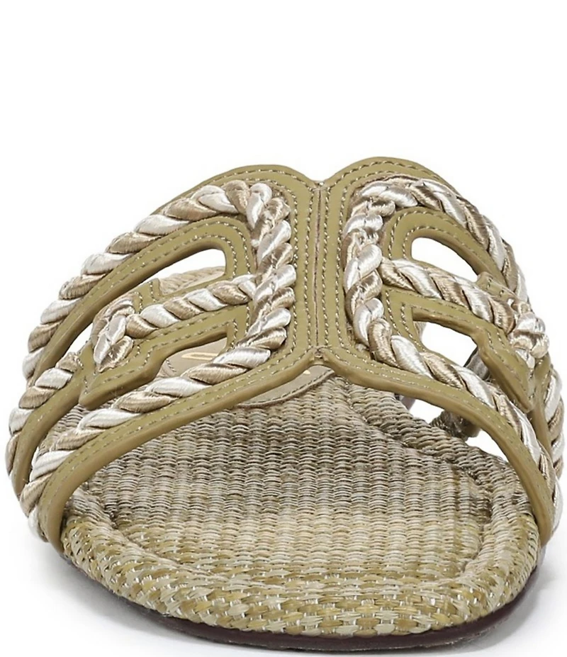 Sam Edelman Bay Raffia Rope Detailed Double E Logo Slide Sandals