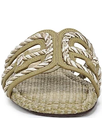 Sam Edelman Bay Raffia Rope Detailed Double E Logo Slide Sandals