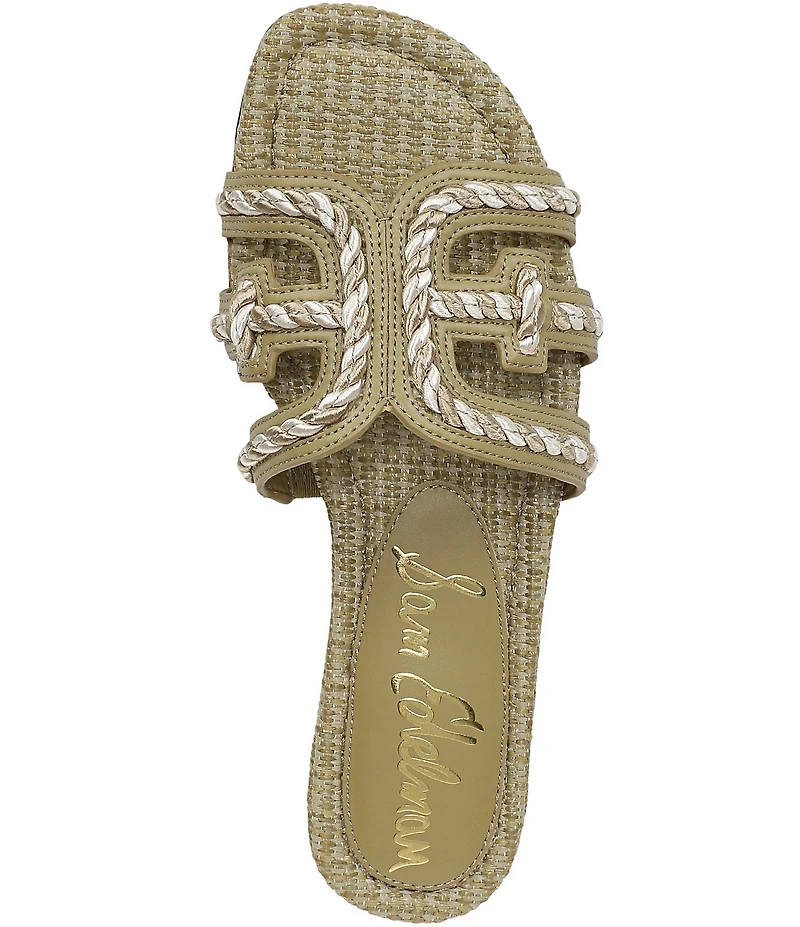 Sam Edelman Bay Raffia Rope Detailed Double E Logo Slide Sandals