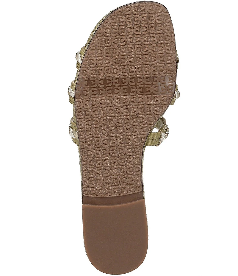 Sam Edelman Bay Raffia Rope Detailed Double E Logo Slide Sandals