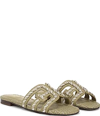 Sam Edelman Bay Raffia Rope Detailed Double E Logo Slide Sandals