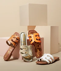 Sam Edelman Bay Leather Double E Logo Slide Sandals