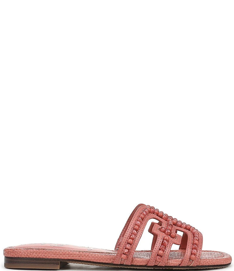 Sam Edelman Bay Tide Beaded Raffia Double E Logo Slide Sandals
