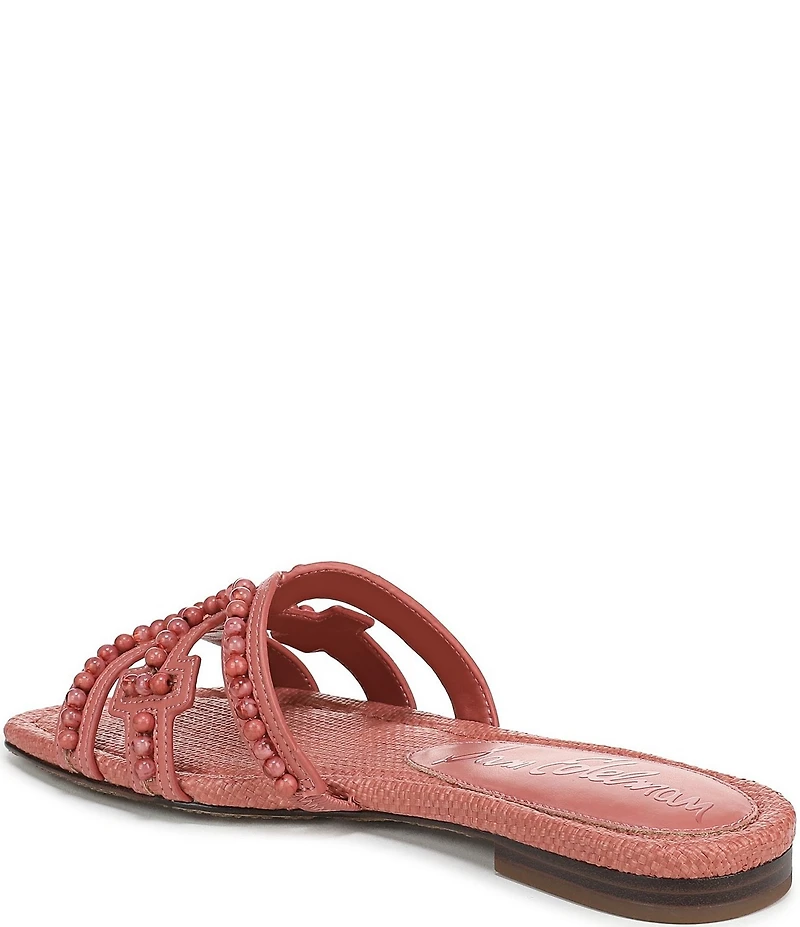 Sam Edelman Bay Tide Beaded Raffia Double E Logo Slide Sandals