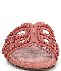 Sam Edelman Bay Tide Beaded Raffia Double E Logo Slide Sandals