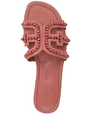 Sam Edelman Bay Tide Beaded Raffia Double E Logo Slide Sandals