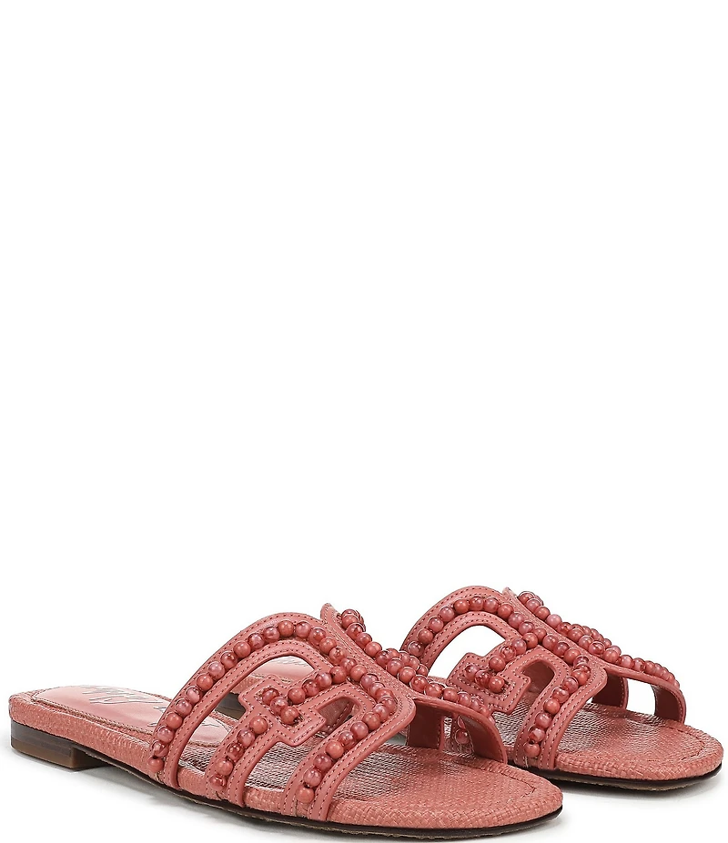 Sam Edelman Bay Tide Beaded Raffia Double E Logo Slide Sandals