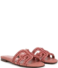 Sam Edelman Bay Tide Beaded Raffia Double E Logo Slide Sandals