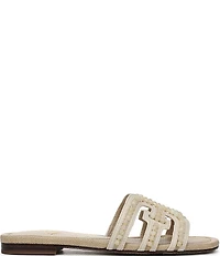 Sam Edelman Bay Tide Beaded Raffia Double E Logo Slide Sandals
