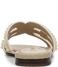 Sam Edelman Bay Tide Beaded Raffia Double E Logo Slide Sandals