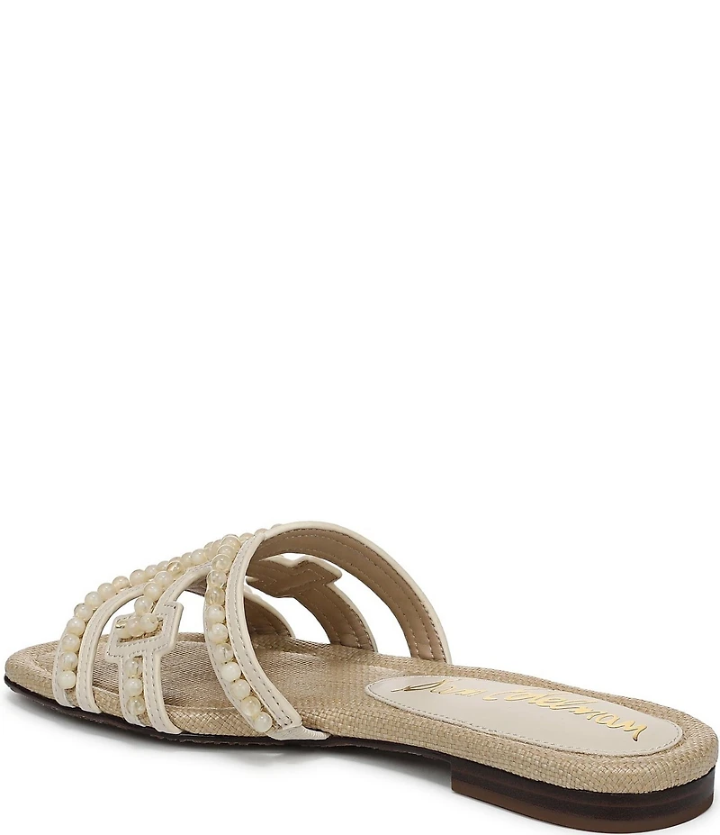 Sam Edelman Bay Tide Beaded Raffia Double E Logo Slide Sandals