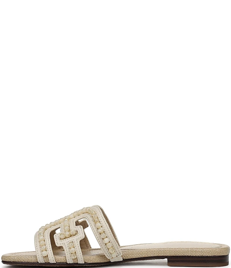Sam Edelman Bay Tide Beaded Raffia Double E Logo Slide Sandals