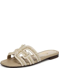 Sam Edelman Bay Tide Beaded Raffia Double E Logo Slide Sandals