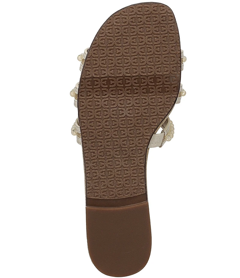 Sam Edelman Bay Tide Beaded Raffia Double E Logo Slide Sandals