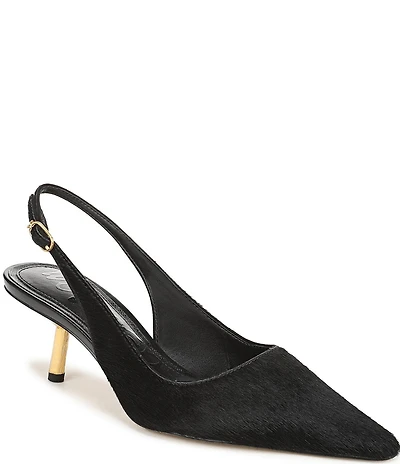Sam Edelman Bianka Calf Hair Pointed Toe Metallic Heel Slingback Pumps