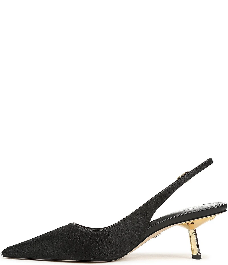 Sam Edelman Bianka Calf Hair Pointed Toe Metallic Heel Slingback Pumps