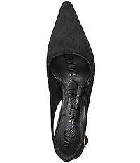 Sam Edelman Bianka Calf Hair Pointed Toe Metallic Heel Slingback Pumps