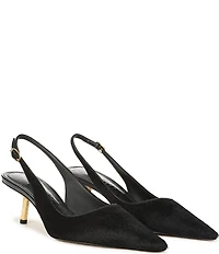 Sam Edelman Bianka Calf Hair Pointed Toe Metallic Heel Slingback Pumps