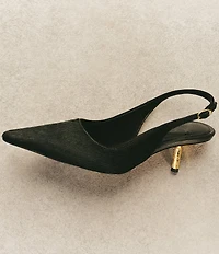 Sam Edelman Bianka Calf Hair Pointed Toe Metallic Heel Slingback Pumps